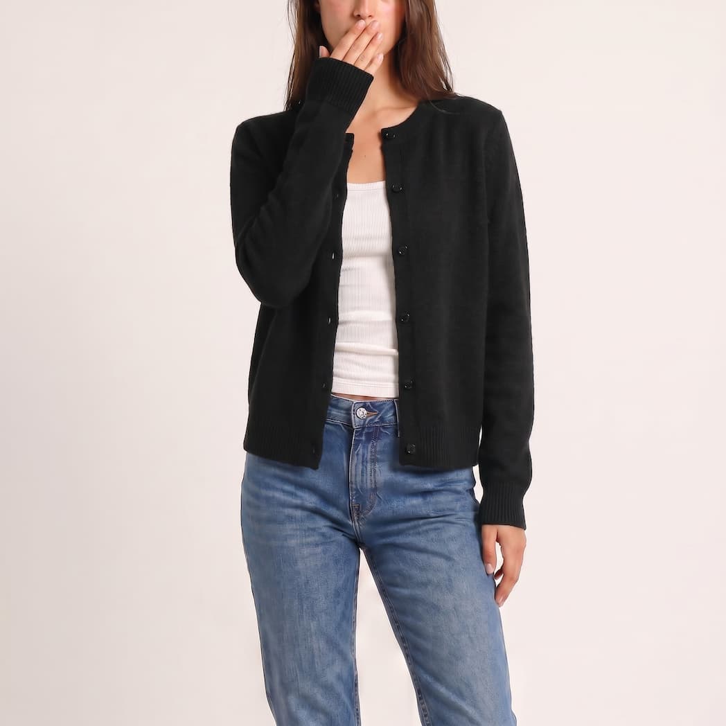 The Sorrento Button Cardigan - Black