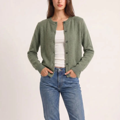 The Sorrento Button Cardigan - Sage