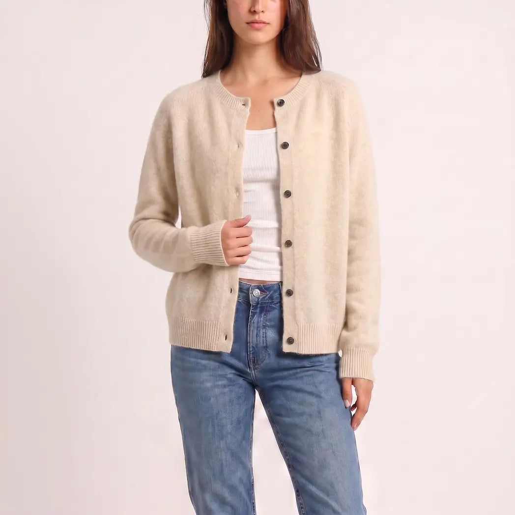 The Sorrento Button Cardigan - Oat