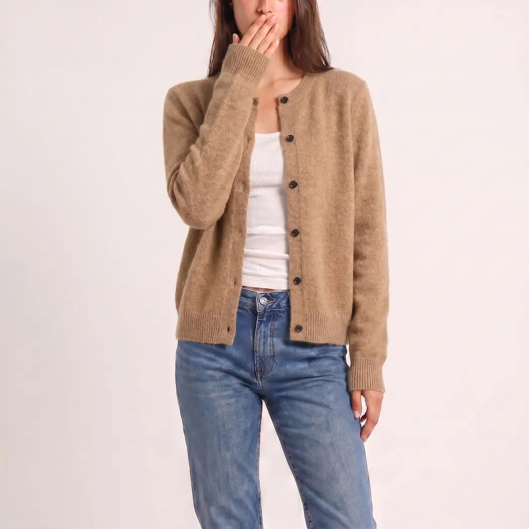 The Sorrento Button Cardigan - Mocha