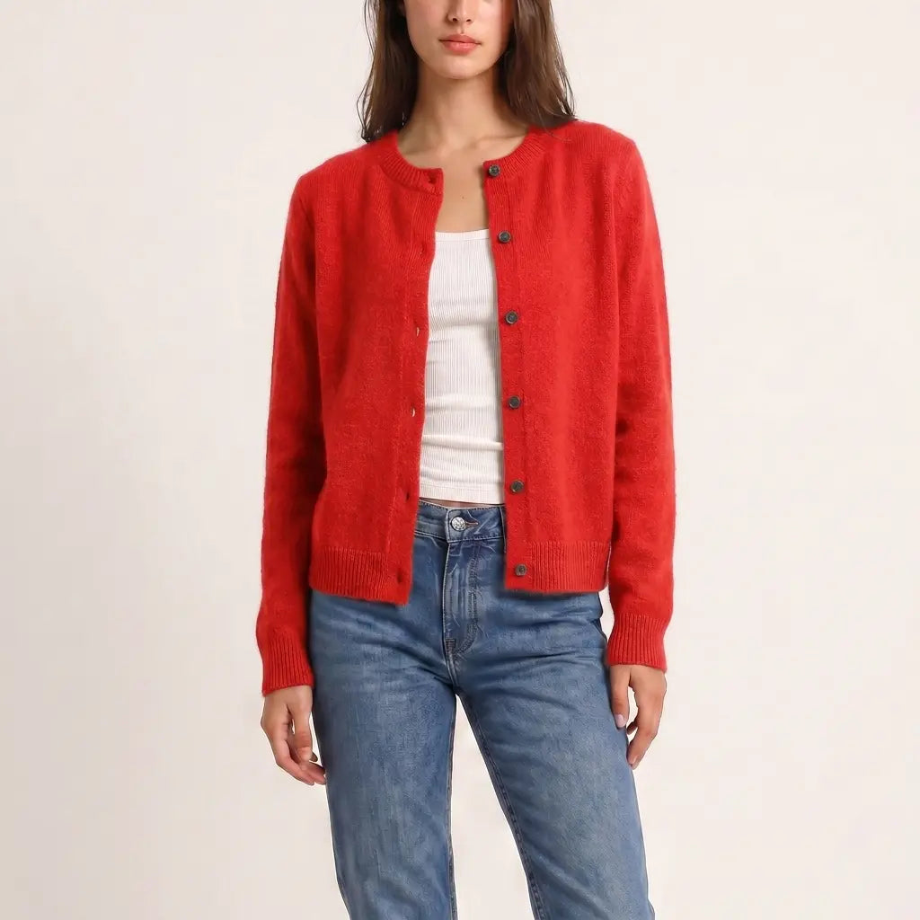 The Sorrento Button Cardigan - Red